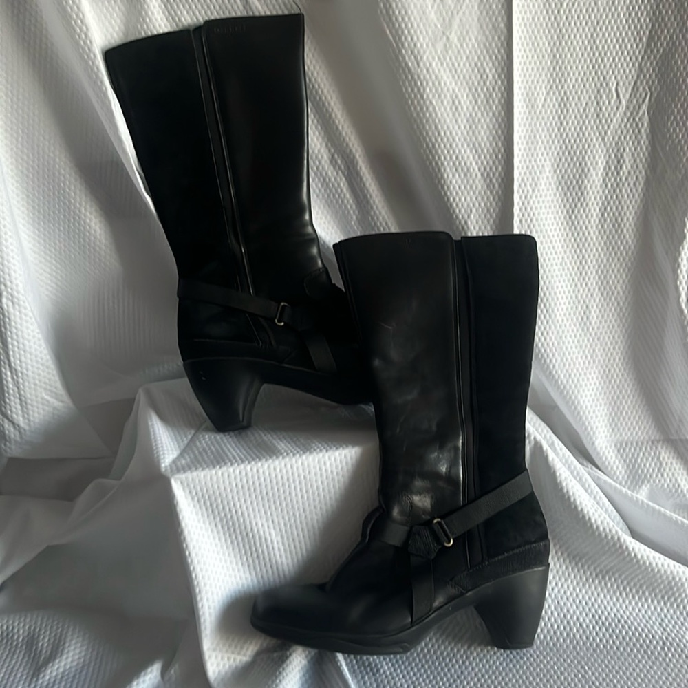 Womens Merrell Evera Amp Black Leather Suede Boots Heels